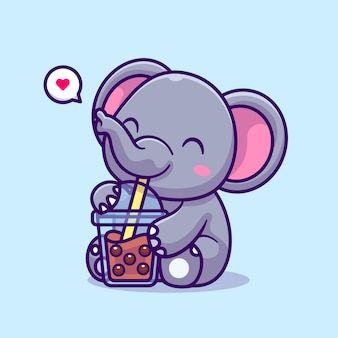 Drink Boba, Elephant Doodle, Cheerful Art, Holiday Logo, Boba Milk Tea, Elephant Images, Boba Milk, Drink Icon, Elephant Drawing