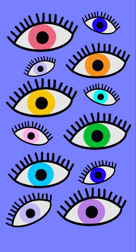 Evil Eye Art Aesthetic, Colorful Evil Eye Wallpaper, Trippy Eye Art Aesthetic, Eyes Drawing Trippy, Rainbow Evil Eye, Trippy Eyes Painting, Eyes Artwork Trippy, Eyes Pattern, Canvas Bag Diy