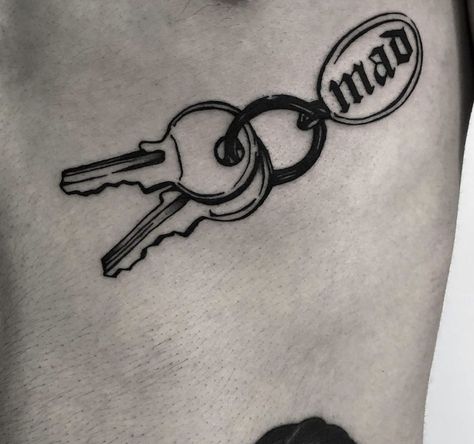 Key Tattoo Aesthetic, House Key Tattoo, Keychain Tattoo, Keys Tattoo, Cute Tattoos With Meaning, Pretty Ugly, Small Chest Tattoos, Key Tattoo, Tattoos Inspiration