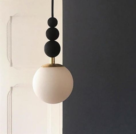 Black And White Ball, Salon Lighting, Blown Glass Pendant Light, String Ball Lights, Ball Pendant Lighting, Bedroom Pendant, Burnt Wood, Glass Decoration, Bathroom Pendant