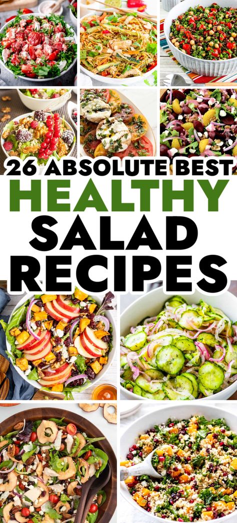 Side Salad Recipes – Side salads are a great way to elevate your meal! These are the best crisp side salad recipes that you can’t miss. Filling and flavorful, these easy and healthy side salad ideas will be loved by everyone! Healthy salad ideas, healthy salad dressing, healthy dinner salad recipes, best healthy salad, yummy and healthy salad recipes, summer salad, spring salad, healthy salad recipes lunch easy, healthy eating, healthy sides, healthy side dishes. Healthy Salad Meals Dinners, Good Healthy Salads, Salad Recipes No Tomato, Healthy Salad Meals, Best Salads For Lunch, Salad Main Dish Dinners, Easy Quick Salad Recipes, Fun Salads Healthy, Healthy Dinner Salads Main Dishes