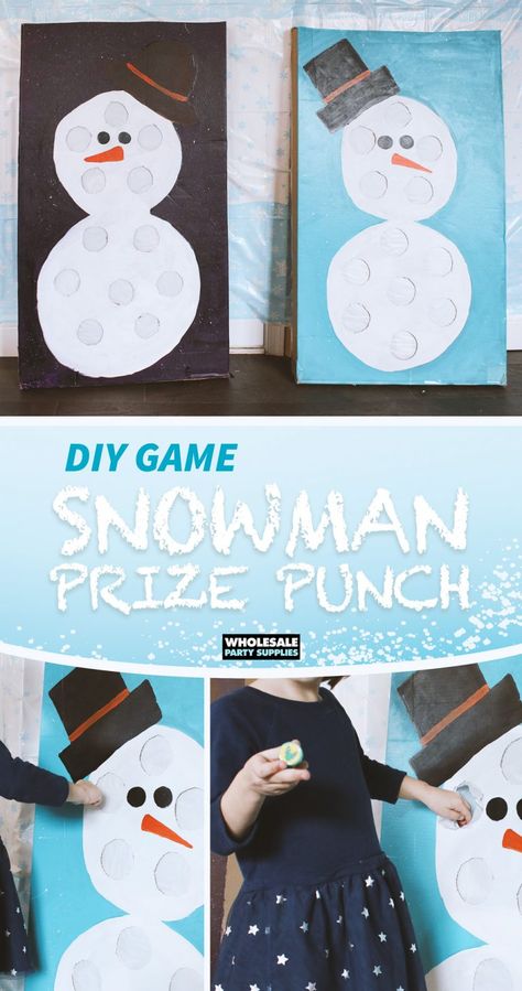 DIY Winter Prize Punch Game Tutorial Punch Board Prizes, Christmas Prize Punch Board, Punch Prize Board, Prize Punch Board Diy, Punch Pinata Prizes, Game Party Ideas, Punch Out Game, Punch Game, Snowman Punch