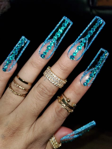 Teal Blue Nails Designs, Teal Nails Acrylic, Night Out Nails, Easter Nails Short, Clawed Beauty, Slime Nails, Cute Easter Nails, Easy Nail Designs For Beginners, Nail Designs For Beginners