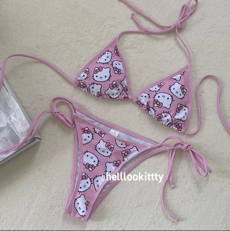 Cute hello kitty bikini summer outfit swimsuit Sanrio cute girly pink Sanrio sanriocore y2k outfit top aesthetic sexy Hello Kitty Swimsuit Aesthetic, Hello Kitty Swimming Suit, Kawaii Swimsuit Bikinis, Hello Kitty Lingerie, Hello Kitty Bathing Suit, Hello Kitty Swimsuit, Swimsuit Aesthetic, Female Swimwear, Pink Sanrio