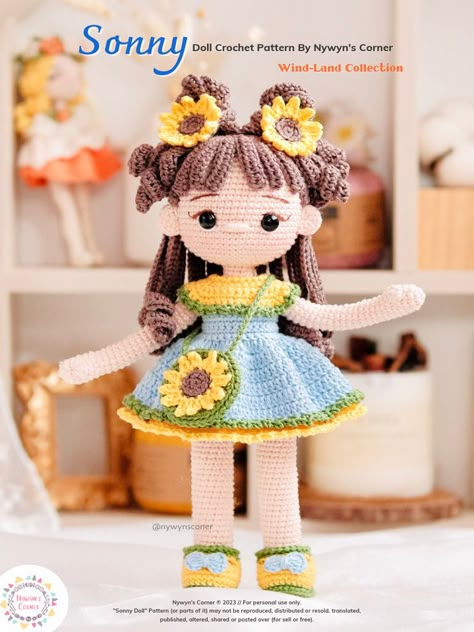 Crochet Doll With Dress, Crochet Sunflower Doll Free Pattern, Free Amigurumi Patterns Doll, Sunflower Doll Crochet, Amigurumi Doll Free Pattern Pdf, Free Doll Crochet Patterns, Scribd Crochet Pattern, Crochet Doll Pattern Free, Doll Crochet Pattern Free