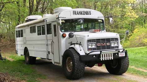 This GMC School Bus with 49-Inch Tires and a 454 V8 Is Too Cool to Just Shuttle Kids Bus Remodel, Bus Rv Conversion, Bus Motorhome, School Bus Tiny House, School Bus Camper, School Bus House, Old School Bus, Bus Games, Bus Living