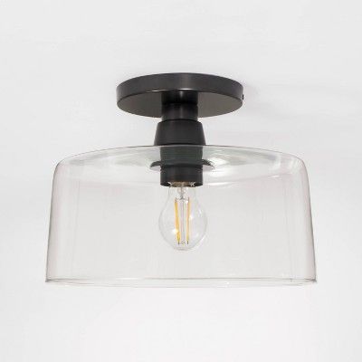 Black Flushmount Light, Low Profile Entry Light, Semi Flush Ceiling Lights Black, Light Fixture For Entryway, Moody Office Light Fixture, Studio Mcgee Flush Mount Lighting, Ceiling Light Fixtures Hallway, Semi Flush Entryway Lighting, Black Light Fixtures Bedroom