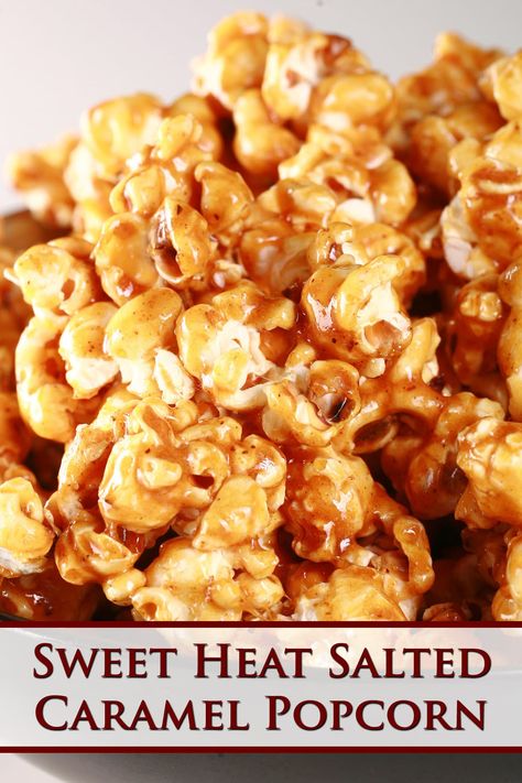 Sweet Heat Salted Caramel Popcorn Sweet And Spicy Popcorn Recipes, Boozy Popcorn, Savoury Popcorn, Sweet And Spicy Popcorn, Spicy Popcorn Recipes, Flavored Popcorn Recipes, Popcorn Recipes Easy, Spicy Popcorn, Savory Popcorn