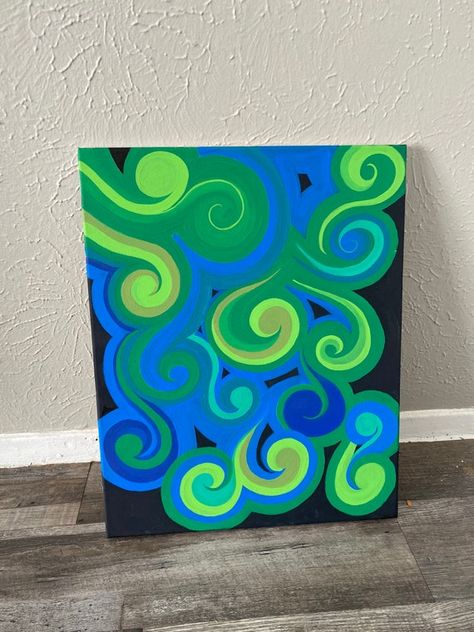 Acrylic Swirl Abstract Painting on Black Background | Etsy Painting On Black Background, Fluorescent Painting, Easy Abstract Painting, Swirl Art, Acrylic Abstract Painting, Psychadelic Art, Easy Canvas Art, Abstract Acrylic Painting, Acrylic Abstract