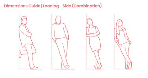 People Leaning on Wall - Combination (Side) Dimensions & Drawings | Dimensions.com Person Behind Another Person Drawing, Drawing Poses Leaning Against Wall, Leaning On Wall Pose Drawing, Person Leaning Against Wall Reference Drawing, Leaning Reference, Person Leaning On Wall Reference, Someone Leaning Against A Wall Drawing, Figure Leaning Against Wall Drawing, Person Walking Side View Drawing