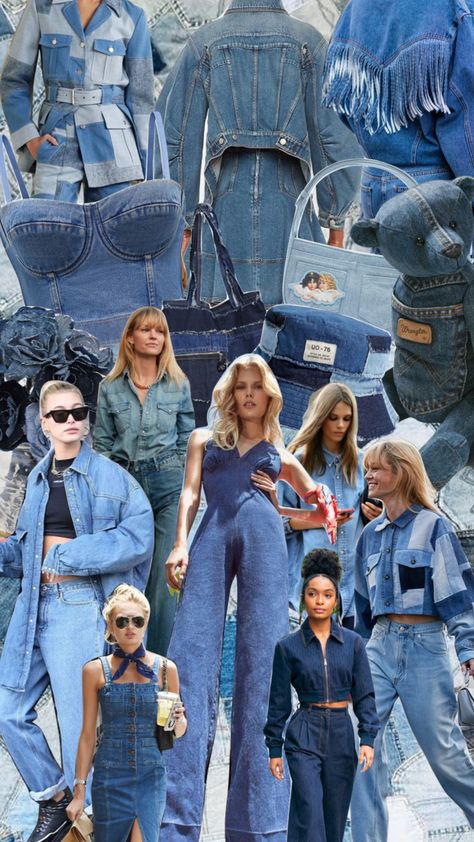 #denim Denim On Denim Aesthetic, All Denim Outfit Aesthetic, Denim Disco Outfit, Denim Trends 2023/2024, Denim And Diamonds Outfit Ideas, Denim Trends 2024, Denim Aesthetic Outfit, Denim Outfits For Women Party, 90s Denim On Denim