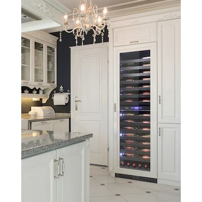 Vinotemp 23.5-in W 126-Bottle Capacity Black Dual Zone Cooling Built-In Wine Cooler in the Wine Coolers department at Lowes.com Black Wine Rack, Built In Wine Cooler, Wine Bottle Display, Bakery Display Case, Commercial Sink, White Wines, Wine Coolers, Bottle Display, Bright Kitchens