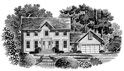 Colonial Revival House Plan with 2150 Square Feet and 4 Bedrooms from Dream Home Source | House Plan Code DHSW54058 Colonial Floor Plans, L Shaped Stairs, Small Colonial, Manor Floor Plan, Master Bath Suite, Colonial Revival House, Fireplace Drawing, Colonial Style House, Colonial Style House Plans