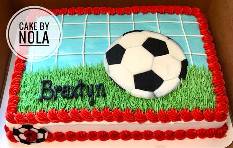 #cakedecorating #cakesofinstagram #instacake #cakestagram #decoratedsheetcake #sheetcakesdonthavetobeboring #sheetcake #handcutfondant #birthdaycake #soccercake #decoratedcakes Soccer Sheet Cake, Soccer Ball Cake, Soccer Birthday Cakes, Portugal Soccer, Sheet Cake Designs, Soccer Cake, 10 Birthday Cake, Soccer Birthday Parties, Birthday Sheet Cakes