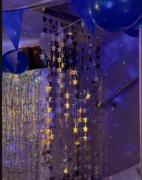 Midnight Themed Birthday, Star Decorations Bedroom, Sweet 16 Party Ideas Colors, Starry Party Theme, Winter Sweet Sixteen Party Ideas, Chill Sweet 16 Party Ideas, Disco Themed Bday Party, Tumblr Themed Party, Galaxy Dance Theme