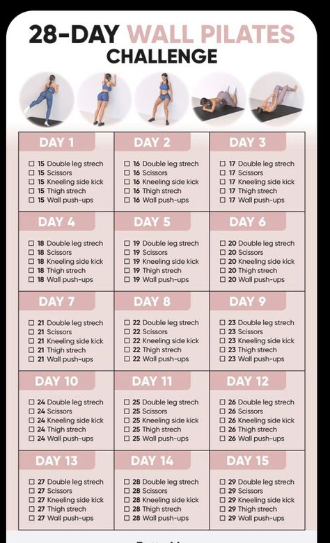 Wall Pilates Workout For Beginners, Pilates Workout For Beginners, Wall Pilates Workout, Gym Workout Plan, Plan 2023, Monthly Workout Plan, Wall Push Ups, Beginner Pilates Workout, Wall Pilates