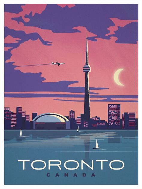 Toronto Skyline, Postal Vintage, Tourism Poster, Retro Travel Poster, Goodfellas, Travel Illustration, Photo Vintage, Poster Vintage, Illustrations And Posters