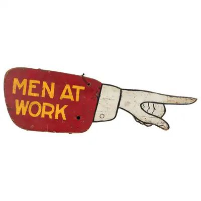 Writing Fractions, Hand Typography, Men At Work, Sign Fonts, Pointing Hand, Art Men, Vintage Folk Art, Trade Sign, Sign Painting