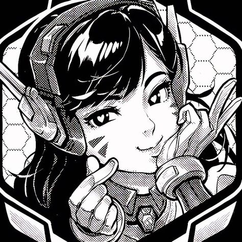 d.va ~ overwatch Alien Stage, Overwatch, Black And White, Anime, Black