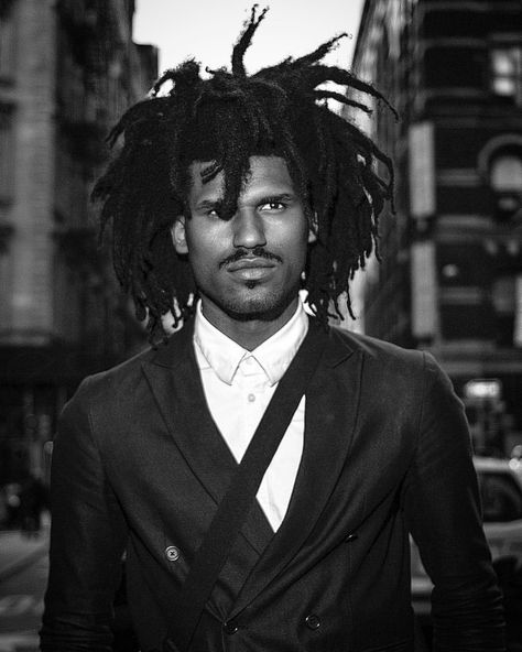 Captured by @apehouse || www.esowe.com Shaquille. He wrote: “Born in Brooklyn and works as a model. I’ve spotted him a few times, but stopped him this day for a snap.” || Street photography. Locs. Loc’d hair. Men’s hair. Men’s locs. Men with locs. Men with dreads. Black men. Black men with locs. Black men with dreads. Style. Freeform Locs Men, Locs Men, Freeform Dreads, Fade Haircut Curly Hair, Hair Like Wool, Mens Dreads, Dreadlock Hairstyles For Men, Hair Cuffs, Mens Fade