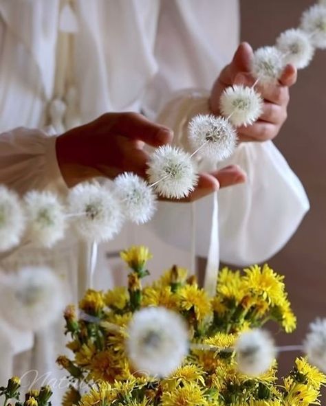 𝕭𝖑𝖚𝖒𝖊𝖓𝖍𝖆𝖚𝖘 on Instagram: "Dandelion garlands ⛅️ Via @natalieokoneshnikova_" Hygge Crafts, Celeste Barber, Dandelion Flower, August 27, Diy Wedding Decorations, Diy Wedding, Flowers Bouquet, Dandelion, Outdoor Gardens