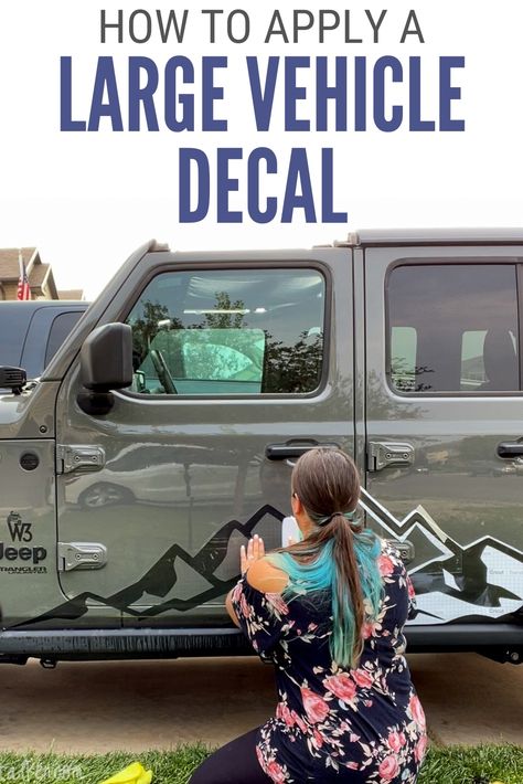 Apply a large vinyl decal to the side of your vehicle. Click here for the step-by-step tutorial and video using the wet method.#thecraftyblogstalker#cricutcreated#diycardecals#cardecal Stickers With Cricut, Wood Burn Spoons, Cricut Maker 3, Vehicle Decals, Sticker Inspo, Custom Car Decals, Cricut Tips, Handmade Inspiration, Diy Vinyl