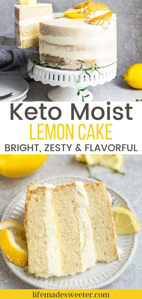 Best Keto Cake, Low Carb Lemon Cake, Keto Italian Dessert Recipes, Keto Lemon Dessert Recipes, Keto Lemon Cake Recipes, Lemon Keto Dessert, Low Sugar Lemon Desserts, Low Calorie Lemon Cake, Lemon Keto Cake