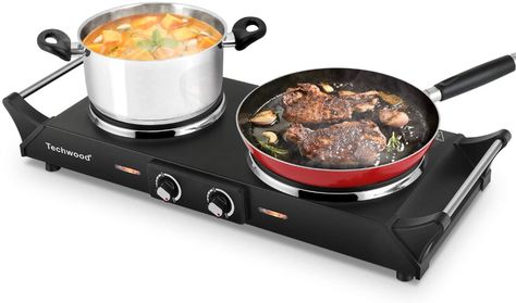 Amazon.com: Techwood Hot Plate Electric Single Burner 1800W Portable Burner for Cooking with Adjustable Temperature & Stay Cool Handles, Non-Slip Rubber Feet, Black Stainless Steel Easy To Clean, Compatible for All Cookwares ES-3203: Home & Kitchen Compact Kitchen Appliances, Portable Cooktop, Double Burner, Single Burner, Stainless Steel Countertops, Keep Food Warm, Glass And Aluminium, Hot Plates, Electric Cooktop