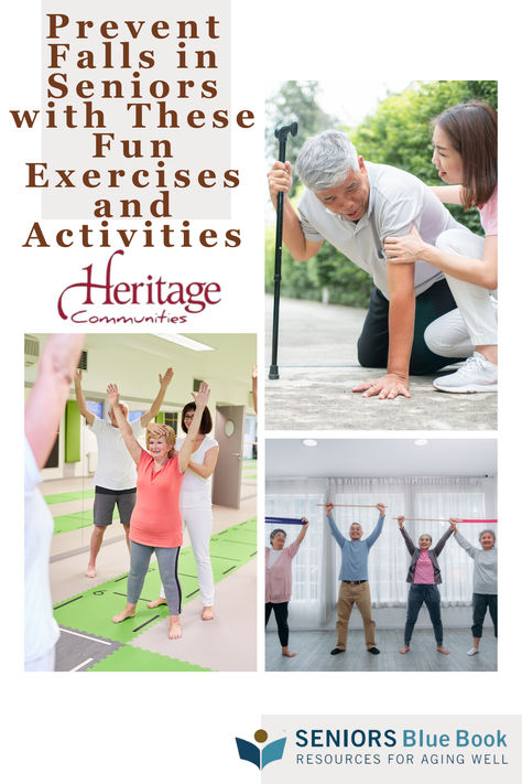 Articles - Prevent Falls in Seniors with These Fun Exercises and Activities | Seniors Blue Book Fall Prevention Activities, Fun Exercises, Fall Risk, Balance Exercises, Blue Book, Fall Prevention, Senior Fitness, Blue Books, Aging Well