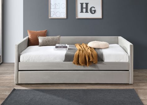 You'll love the Latitude Run® Syris Twin Daybed with Trundle at Wayfair Canada - Great Deals on all products with Free Shipping on most stuff, even the big stuff. Twin Daybed With Trundle, Twin Daybed, Upholstered Daybed, Guest Bedroom Ideas, Daybed With Trundle, Beds And Headboards, Guest Bed, Mattress Springs, Guest Bedrooms