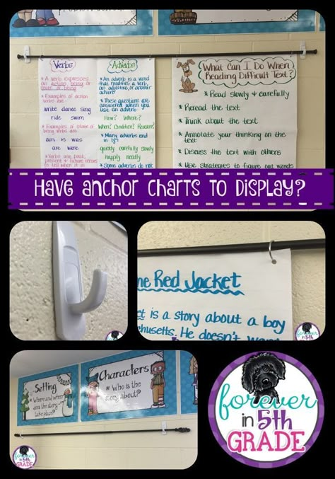 Hanging Anchor Charts, Anchor Chart Display, Teaching Organization, Classroom Anchor Charts, Reading Anchor Charts, Math Anchor Charts, Classroom Layout, Class Organization, 5th Grade Classroom