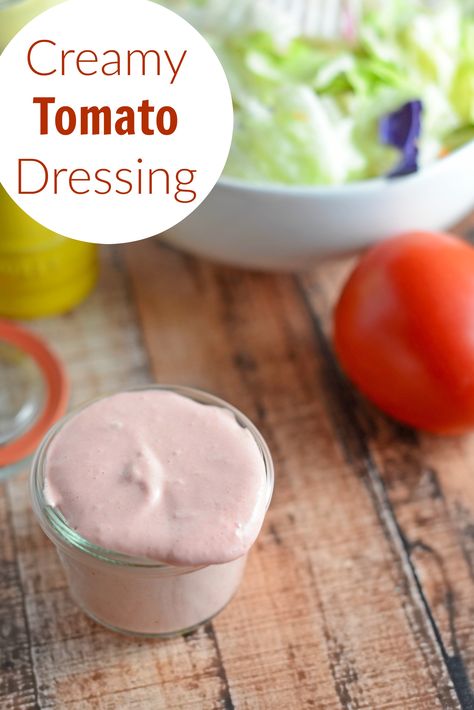 Creamy Tomato Salad Dressing Recipe - this homemade salad dressing can also be used to baste veggies on the grill or as a dipping sauce for a veggie tray. Uses fresh tomatoes with zesty lemon juice and Dijon mustard. www.savoryexperiments.com Veggies On The Grill, Tomato Salad Dressing, Dip Sauce, Salad Dressing Recipe, North Berwick, Grape Salad, Homemade Salads, Dressing Recipes, Homemade Salad Dressing