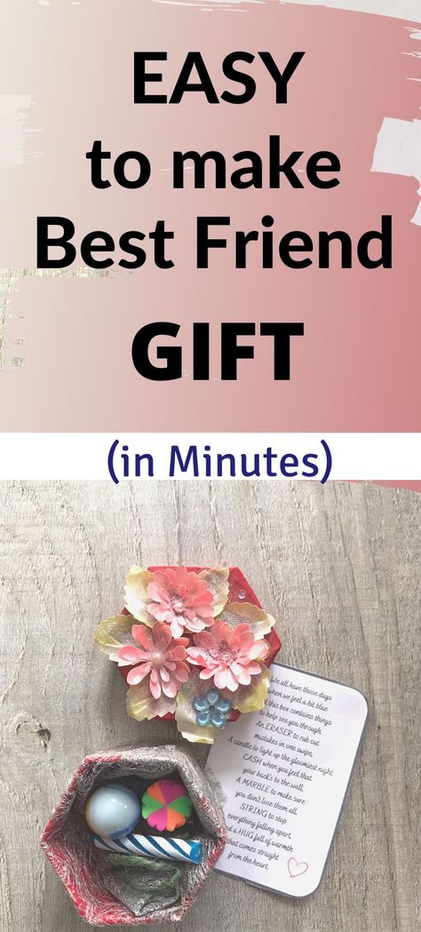 Small pretty box with poem and gift items - best friend DIY gift Inexpensive Diy Gifts, Easy Gifts To Make, Diy Best Friend Gifts, Diy Gifts For Friends, Easy Diy Gifts, Bestie Gifts, All Heart, Best Friend Gift, Gift For Friend