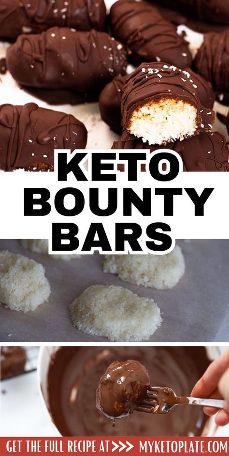 Keto Bounty Bars, Bounty Bars, Sugar Free Treats, Keto Fat, Bar Recipe, Low Carb Chocolate, No Bake Bars, Keto Diet Menu, Keto Food