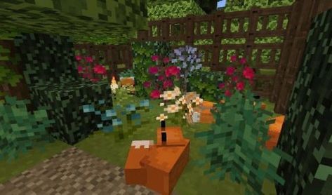 Minecraft Fox House Ideas, Minecraft Fox Habitat, Fox Pen Minecraft, Fox Enclosure Minecraft, Minecraft Fox Enclosure, Minecraft Fox House, Fox Minecraft, Cottagecore Minecraft, Rumah Minecraft Sederhana