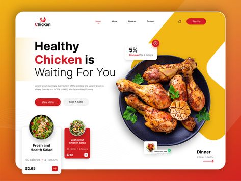 Fast Food Website Design, Chicken Delivery, Webpage Design Layout, Food Website Design, Catalog Design Layout, Restaurant Website Design, Fast Chicken Recipes, Restaurant App, Restaurant Web