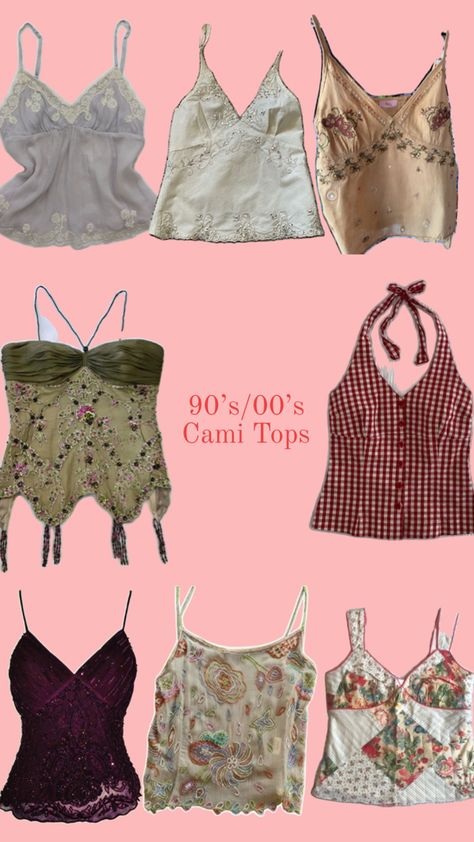 90’s and 2000’s Cami Tank Tops - Ideas for Sewing Projects #fashion fashion #tanktops tank tops summer tops #summerfashion summer fashion beaded tops embroidered tops Tank Top Patterns, Ideas For Sewing, 2000s Tops, Embroidered Tops, Tank Top Pattern, Top Sewing, Top Sewing Pattern, Tank Top Cami, Cami Tanks