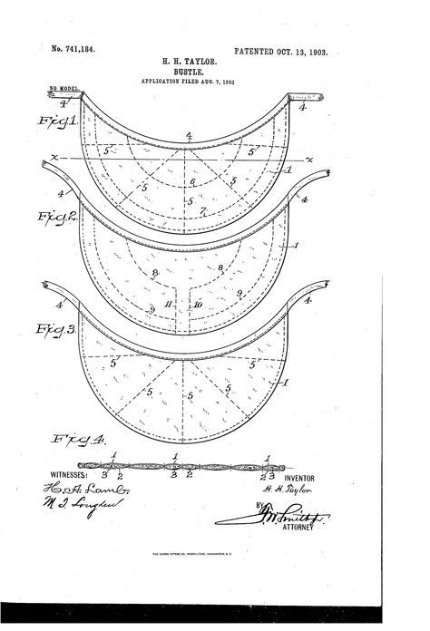 Patent US741184 - Bustle. - Google Patents 1903 Vintage Foundation, Historic Dresses, Historical Patterns, Historical Dress, 1900s Fashion, Victorian Pattern, Hip Pads, Corset Pattern, Historic Clothing