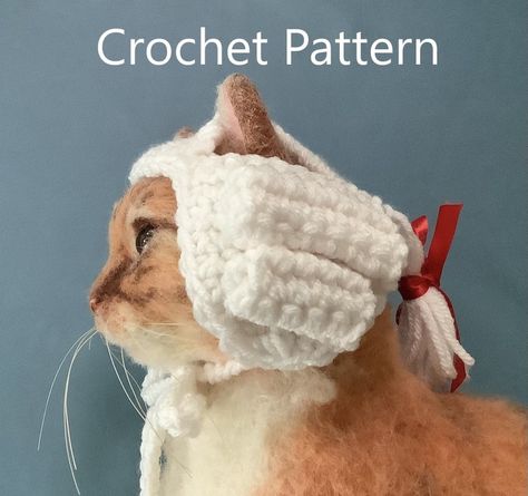 Powdered Wig Crochet Pattern, Cat Hat Pattern, Pet Pattern, Historical Wig, Colonial Wig, Oona Patterns, White Wig Pattern, Crochet Pattern - Etsy Crochet Pet Halloween Costume, Crochet Cat Costume Free Pattern, Dog Crochet Clothes, Crochet Hat For Cat Pattern Free, Just Crochet, Crochet Pattern Cat Hat, Crochet Pet Costumes, Crochet Pet Accessories, Batman Crochet Hat