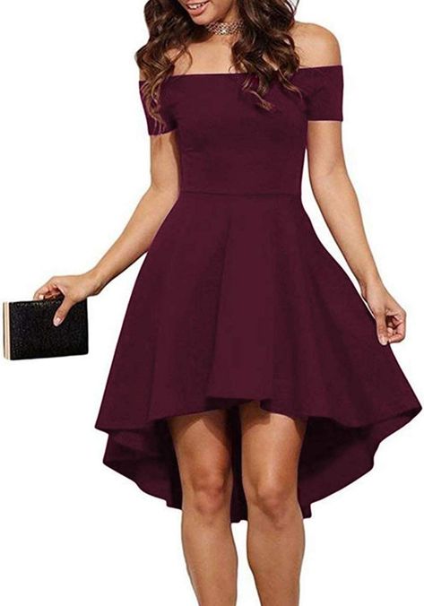 Amazon ad for burgundy off the shoulder dress Prom Dress With Sleeves, Home Dress Women, Hoco Dresses, Chic Dress, Skater Dress, Girls Fashion, Summer Dresses For Women, Dress Ideas, Cocktail Dresses