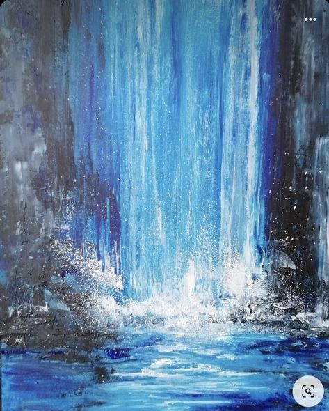 Water Artwork, Abstract Canvas Art Acrylics, Colorful Landscape Paintings, Monochromatic Art, Waterfall Paintings, Waterfall Art, Diy Abstract Canvas Art, Landscape Paintings Acrylic, Art Painting Gallery