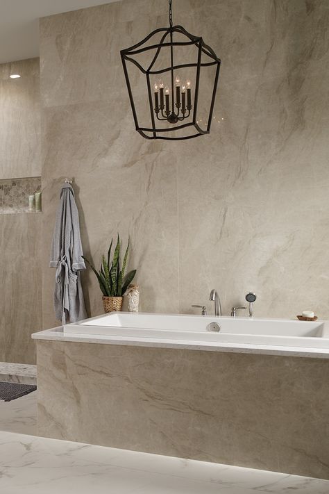 For a modern aesthetic, go for mix-and-match finishes with similar lines. Perfect Bathroom, Roman Tub Faucets, Corner Tub, Commercial Bathroom Sinks, Tub Shower Doors, Roman Tub, Kitchen Soap Dispenser, Delta Faucets, Bidet Toilet Seat