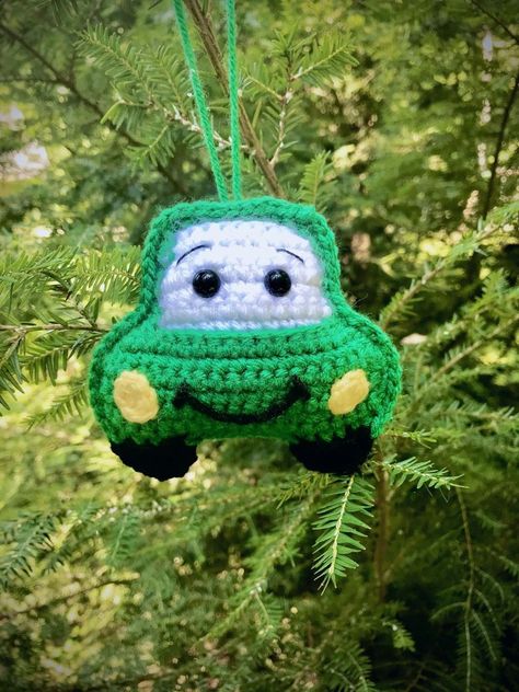 Colson's Car - Free Crochet Ornament Pattern • Spin a Yarn Crochet Crochet Car Dangles Free Pattern, Crochet Car Ornament Free Pattern, Crochet Car Ornament, Christmas Car Hanger Crochet, Crochet Car Hanger Free Pattern, Crochet Car Apliques, Crochet Blanket Kit, Christmas Craft Show, Crochet Ornament Patterns