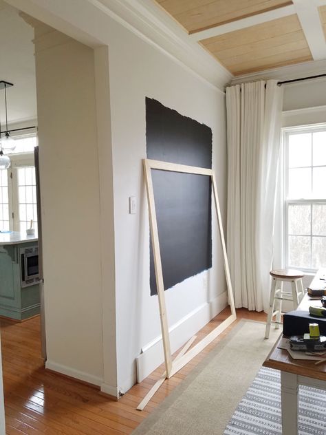 Diy Chalk Wall Kitchen, Diy Blackboard Wall, Framed Chalkboard Wall Kitchen, Chalkboard Home Decor, Chalk And White Board Wall, Entryway Chalkboard Ideas, Diy Wall Chalkboard, Chalkboard On Wall, Modern Chalkboard Wall