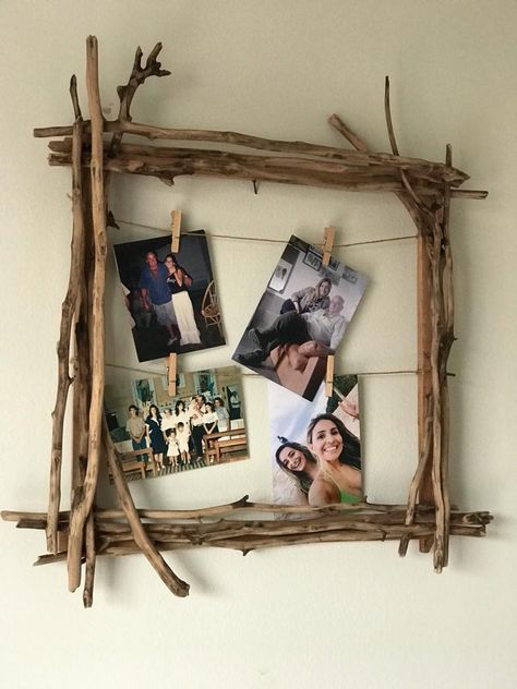 Diy Country Crafts, Diy Cute Room Decor, Stick Picture Frame, Organizing Jewelry, Ideas For Organizing, Twig Crafts, Twig Art, Diy Room Decor Videos, Cute Room