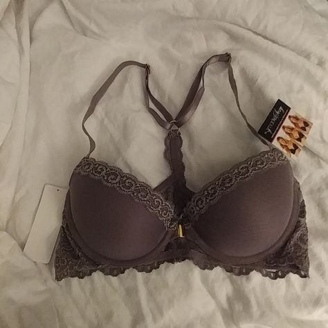 Nwt Lacey Gray Raser Back Padded Underwire Bra In Size 34b. Bra Sets For Women, Cute Bra Sets, Bras Cute, Cute Bras Sets, Victoria Secret Bra And Under Set, Aesthetic Bras, Under Garments For Women, Cute Bras Aesthetic, Push Up Bra Outfit