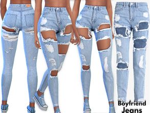 Sims 4 Cc Boyfriend Jeans, Jeans Ripped In The Back, Sims Clothes, Ripped Denim Jeans, Sims 4 Cc Kids Clothing, Free Sims 4, Sims 4 Cc Folder, Sims 4 Teen, Clothing Female