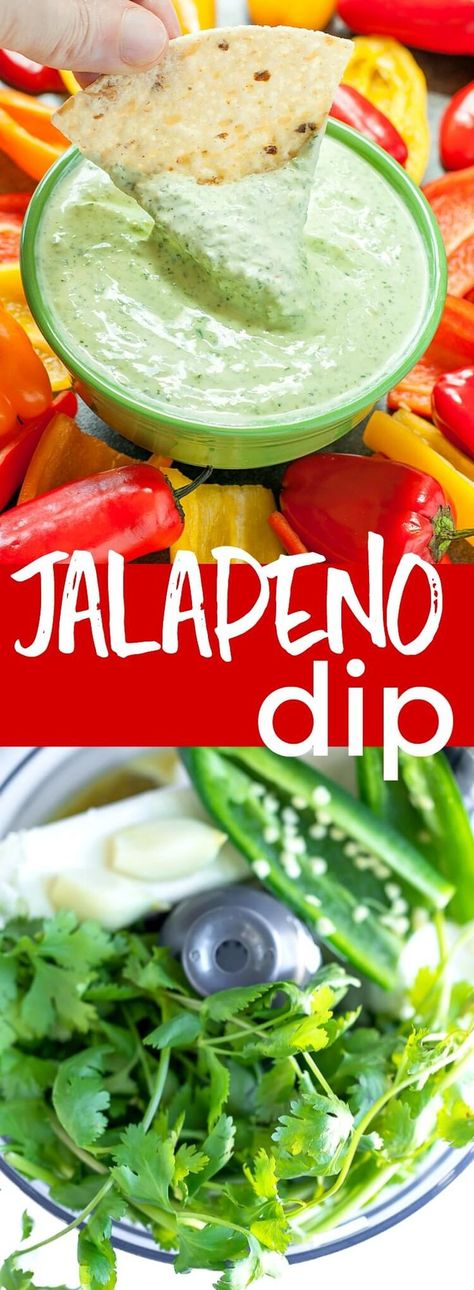 This spicy + speedy Jalapeno Dip is sure to be a hit at your next party or potluck! Mayo-free and loaded with flavor, each bite will have you coming back for more! #spicy #dip #appetizer #snack #partyfood #jalapeno #cilantro Spicy Jalapeno Dip, Spicy Dips For Parties, Jalapeño Cilantro Dip, Spicy Dip Recipes, Spicy Dips, Jalapeño Dip, Jalapeno Dip, Spicy Dip, Spicy Appetizers