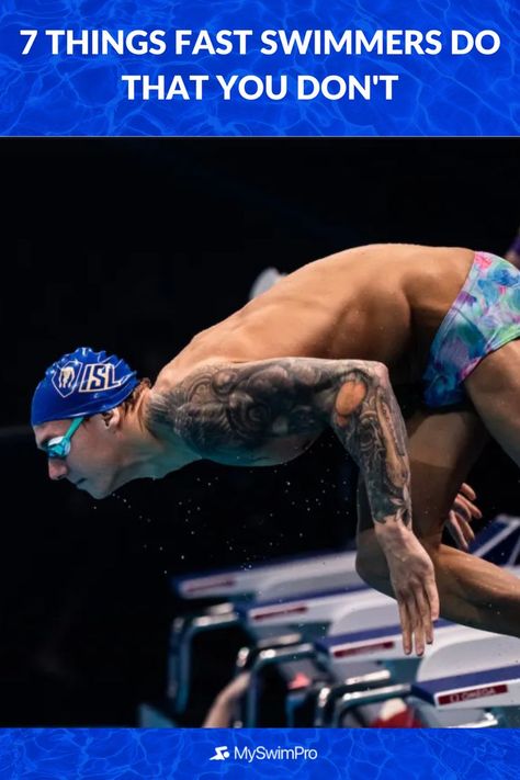 The world’s best swimmers didn’t become the best by accident! They have spent thousands of hours honing their skills and have dedicated their lives to the sport. We’re not saying you have to drop everything and focus entirely on swimming like the pros do in order to swim faster, but you can definitely learn a few things from them. Check out these seven ways professional swimmers take their training to the next level. Apply these tips to your own swimming routine and watch yourself improve! Swimming Routine, How To Swim Faster, Teach Kids To Swim, Swimming For Beginners, Swimming Drills, Butterfly Swimming, How To Get Faster, Professional Swimmers, Swimming Benefits