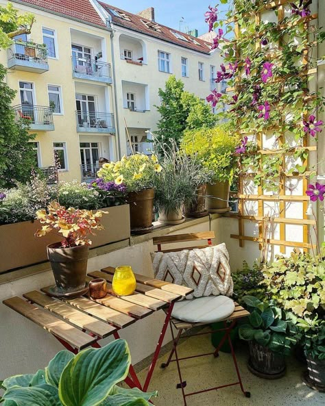 Klein Balkon Decor, Small Balcony Garden, Small Balcony Decor, Apartment Balcony Decorating, Apartment Balcony, Balcony Design, Apartment Balconies, Balcony Ideas, Dream Apartment